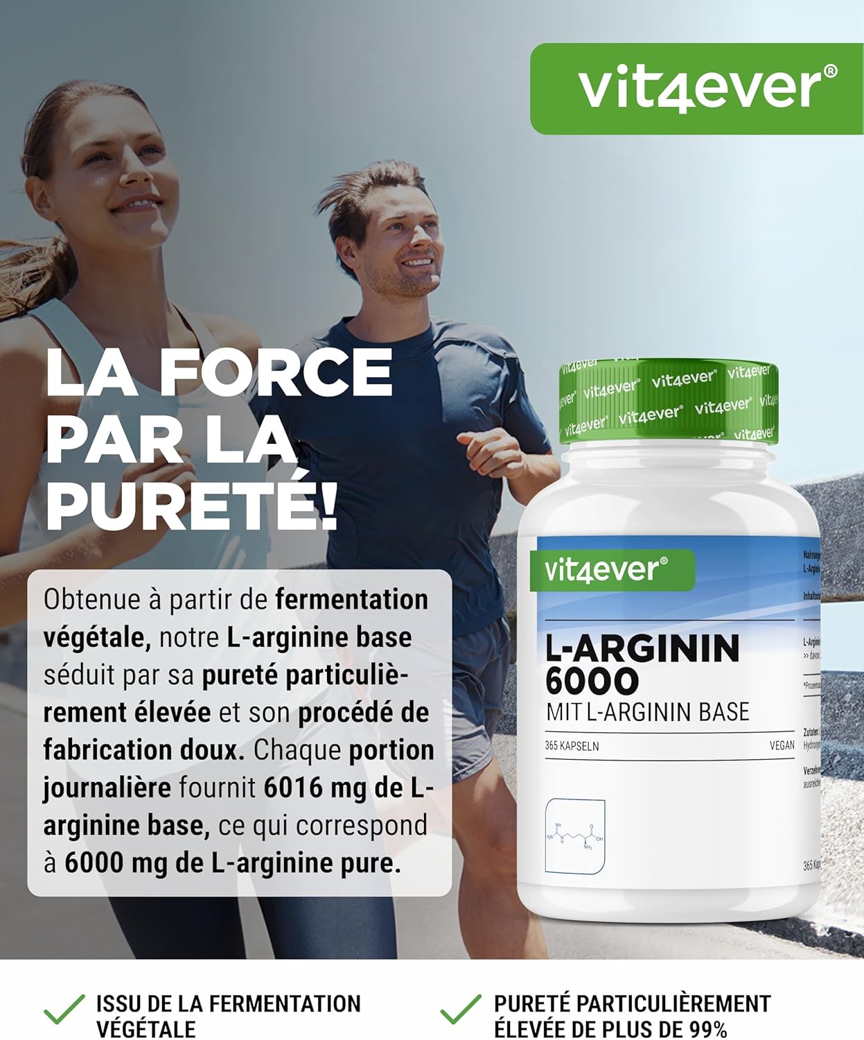 Thumbnail 1 de Vit4ever L-Arginine 6000 mg, 365 gélules