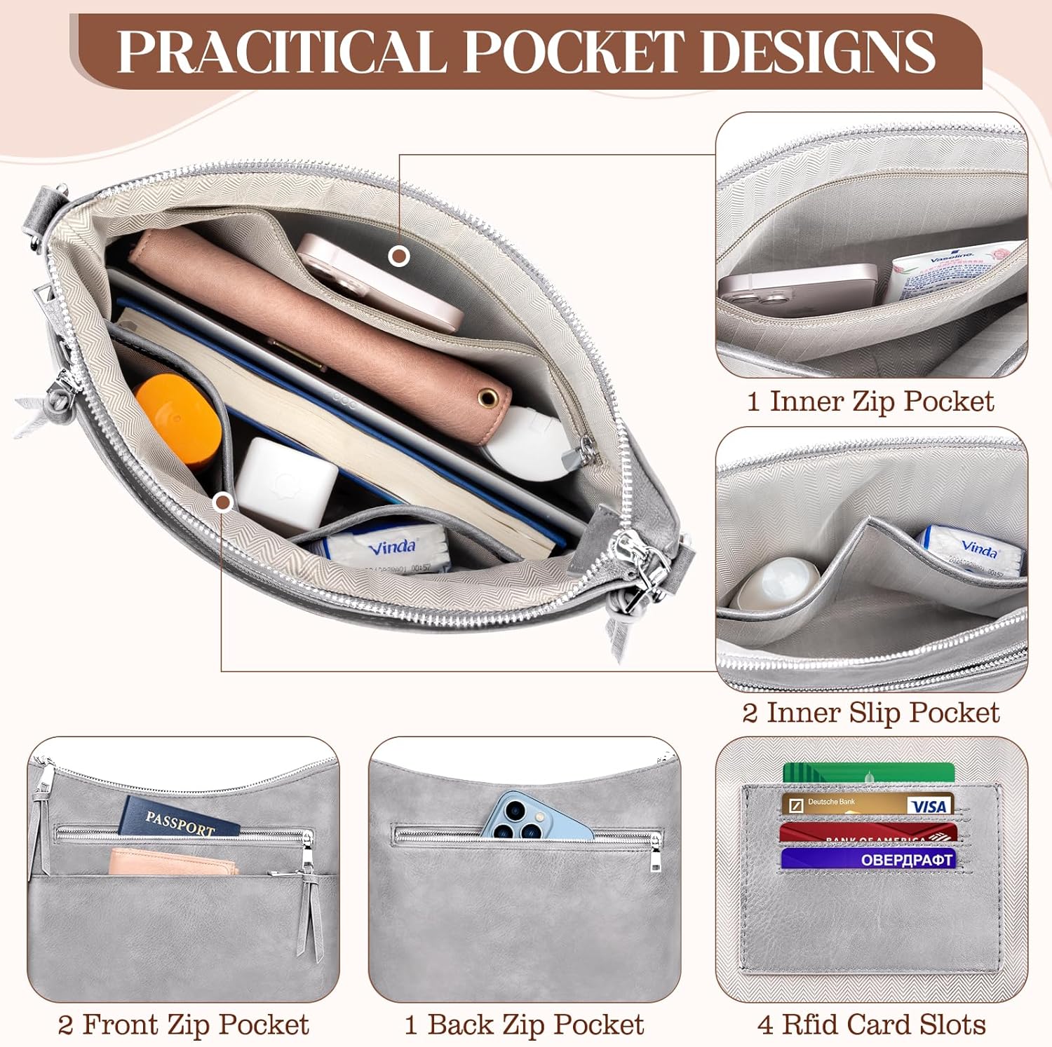 Detalle de LUROON Crossbody Bag for Women — Lightweight, Versatile & Well-Organised