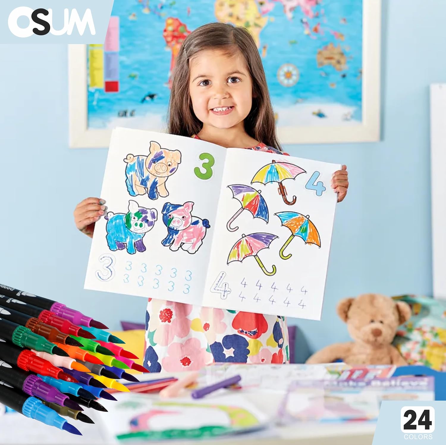 Thumbnail 4 de OSUM Colouring Pens wallet of 24 dual-tip markers 🎨