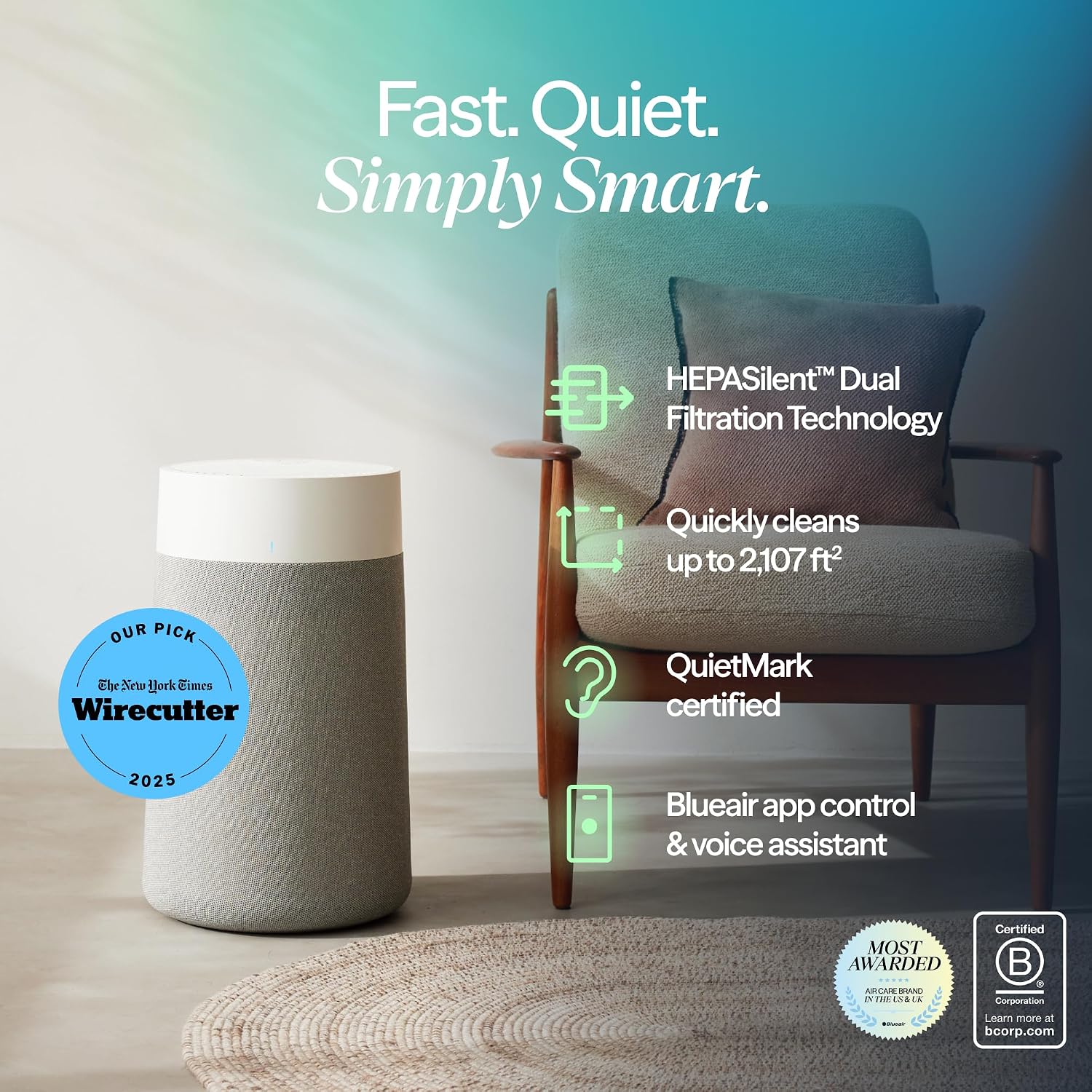 Detalle 2 de BLUEAIR Air Purifier for Medium Rooms, 1,858 sq ft