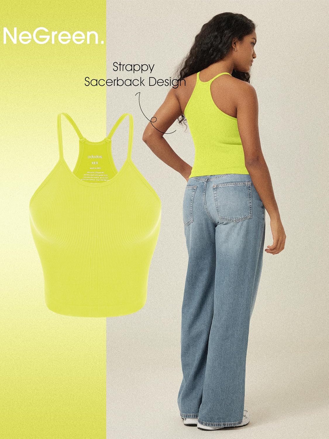 Thumbnail 4 de ODODOS Women’s Crop 3-Pack Seamless Rib-Knit Camisole Crop Tank Tops