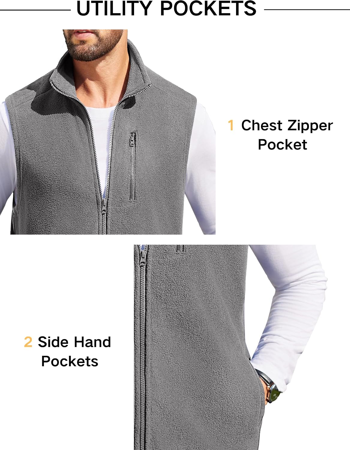 Detalle 2 de COOFANDY Men's Fleece Vest, Polyester