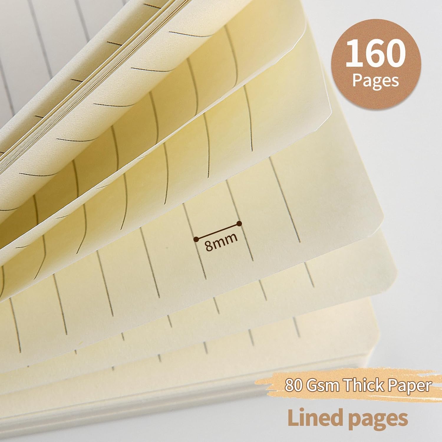 Thumbnail 1 de VEESUN Notizblock A6 liniiert, 8er-Set (80 Blatt/160 Seiten je Block) mit Spiralbindung & Kraft-Cover