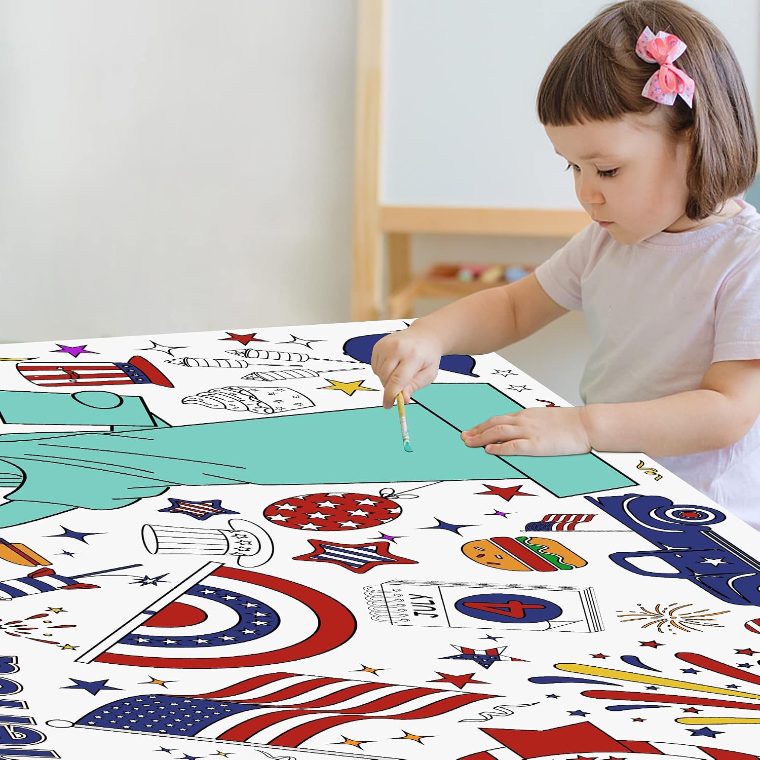 Thumbnail 4 de OHOME 4th of July Coloring Poster Tablecloth, 30 x 72-Inch Paper Activity