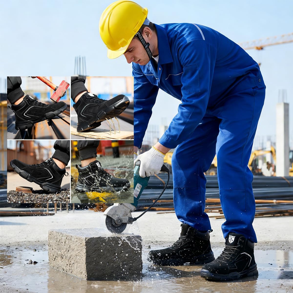 Thumbnail 1 de Bawalon safety work boots with steel cap – lightweight water-resistant, non-slip safety shoes