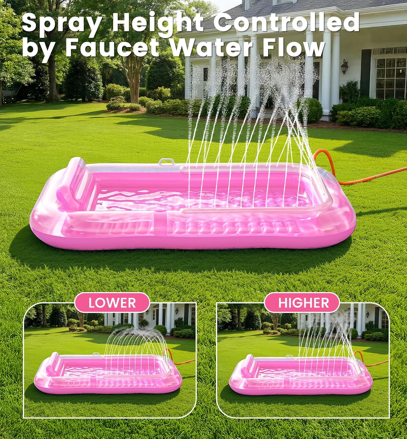 Detalle de Inflatable Tanning Pool Lounger Float with Sprinkler — 77" x 48" XL