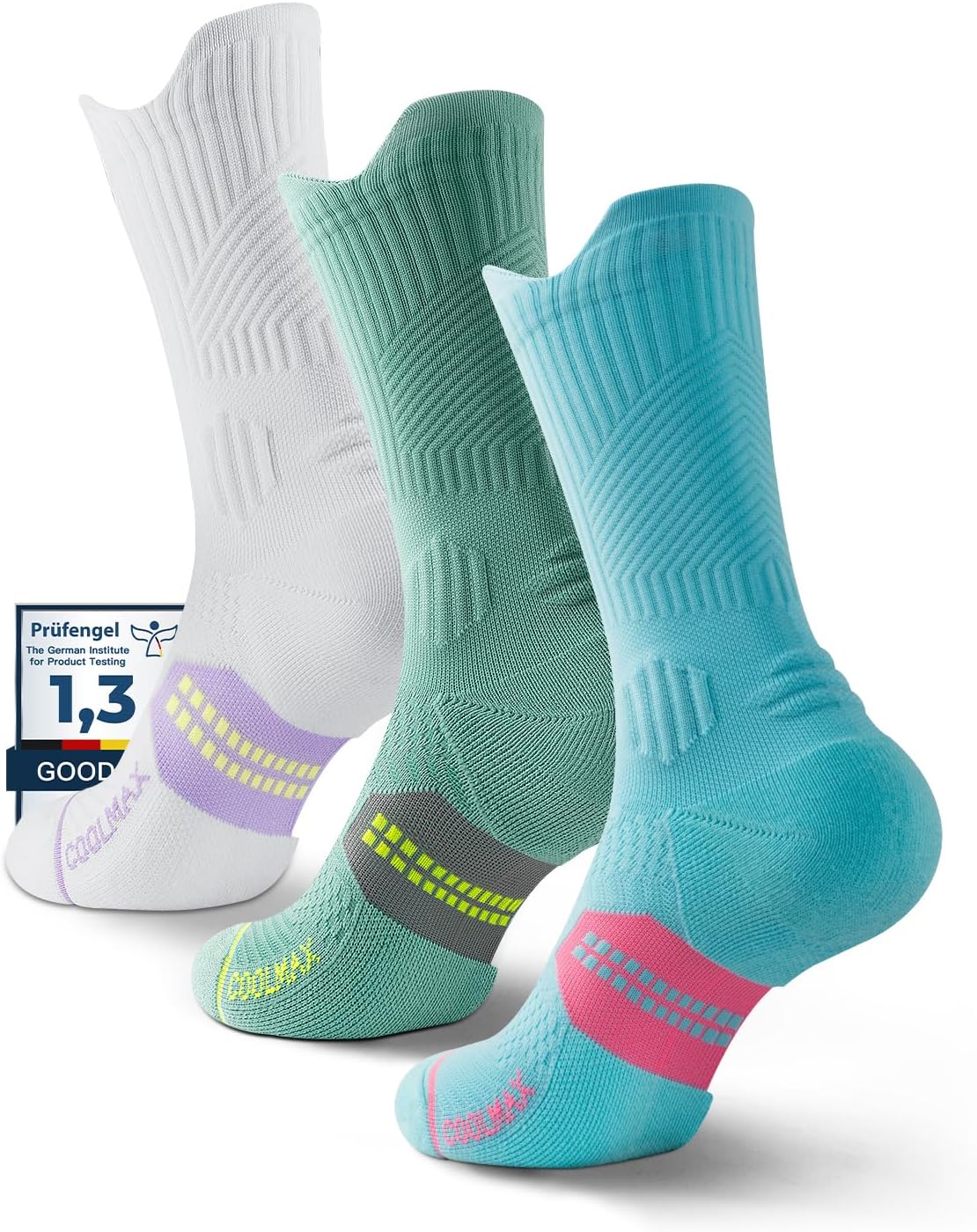 Detalle de Juclise Womens Coolmax Bamboo Compression Running Crew Socks (3 Pairs) for Sports, Hiking and Training
