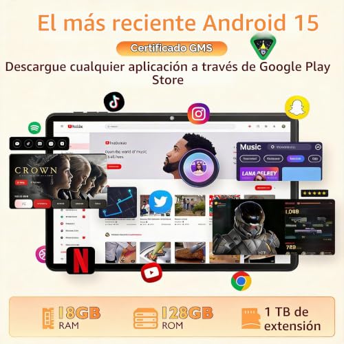 Detalle de UBDXBD Tablet 10” Android 15 con funda, 18 GB RAM y 128 GB (ampliable) – rendimiento y comodidad