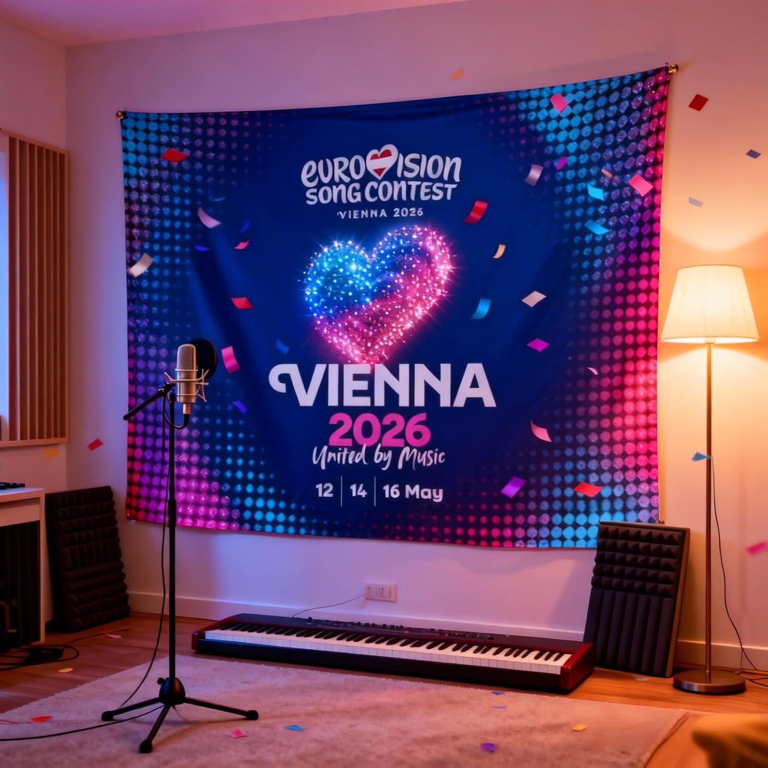 Detalle de Eurovision Song Contest 2026 Vienna Party Decorations: Flag Banner (120 × 180 cm)