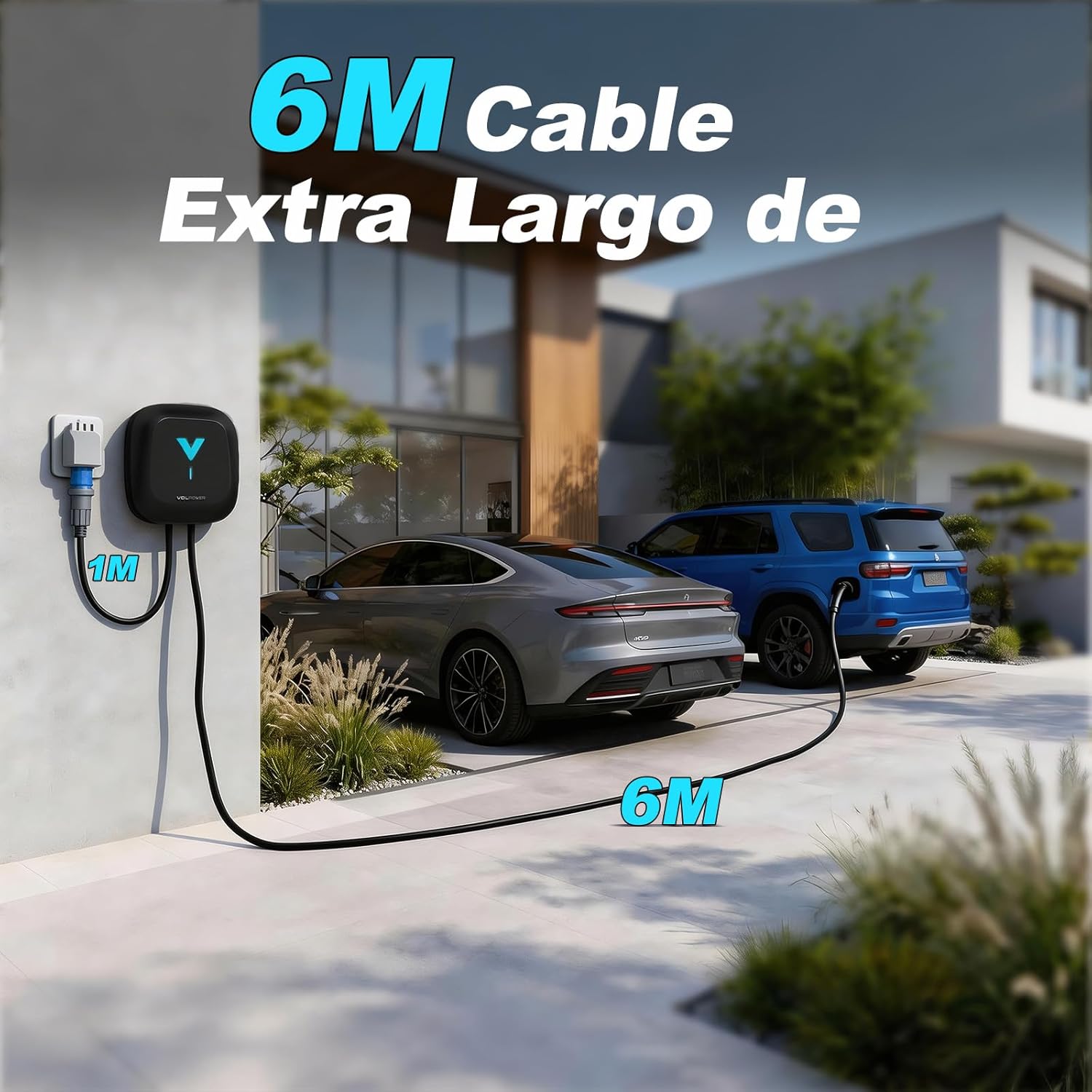 Detalle de VDLPOWEREU Wallbox 7,4kW Tipo 2 – Ricarica Monofase con App e Cavo da 6 m