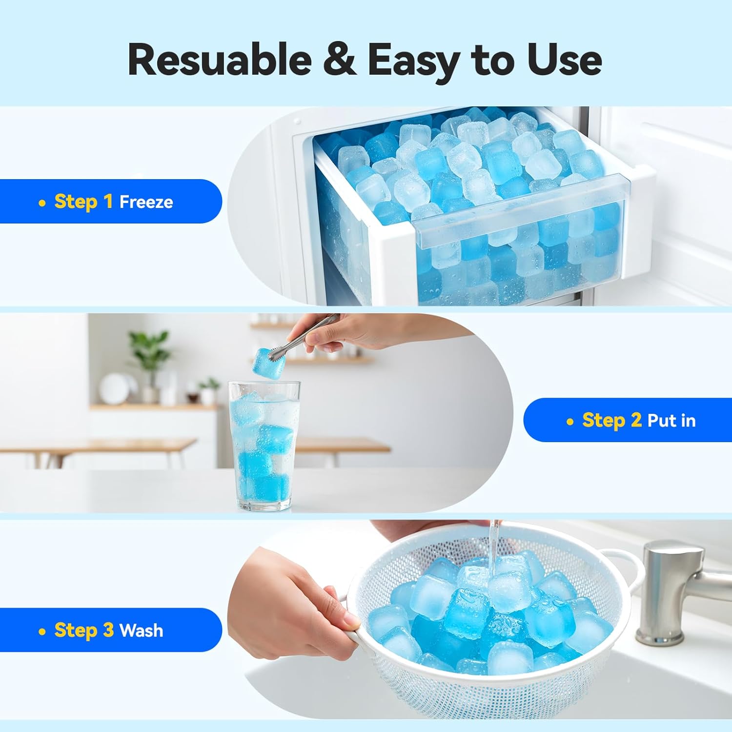 Thumbnail 5 de 360 Pack Reusable Ice Cubes, Refreezable Plastic Ice Cubes – BPA-Free