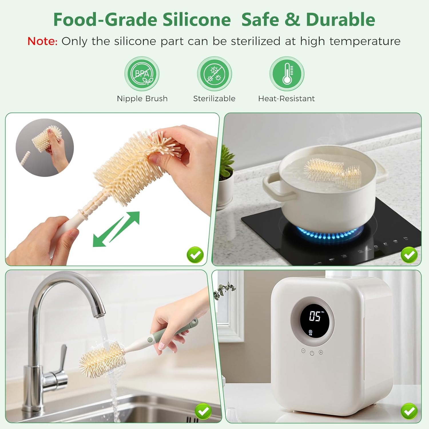 Thumbnail 2 de Diboniur 7 en 1 Goupillon Biberon en Silicone – Kit complet pour un nettoyage en profondeur