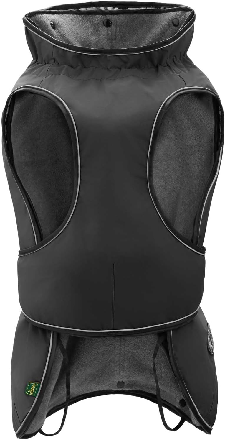 Detalle de HUNTER Hundemantel UPPSALA 40 – 2in1, schwarz, wasserdicht mit reflektierenden Paspeln