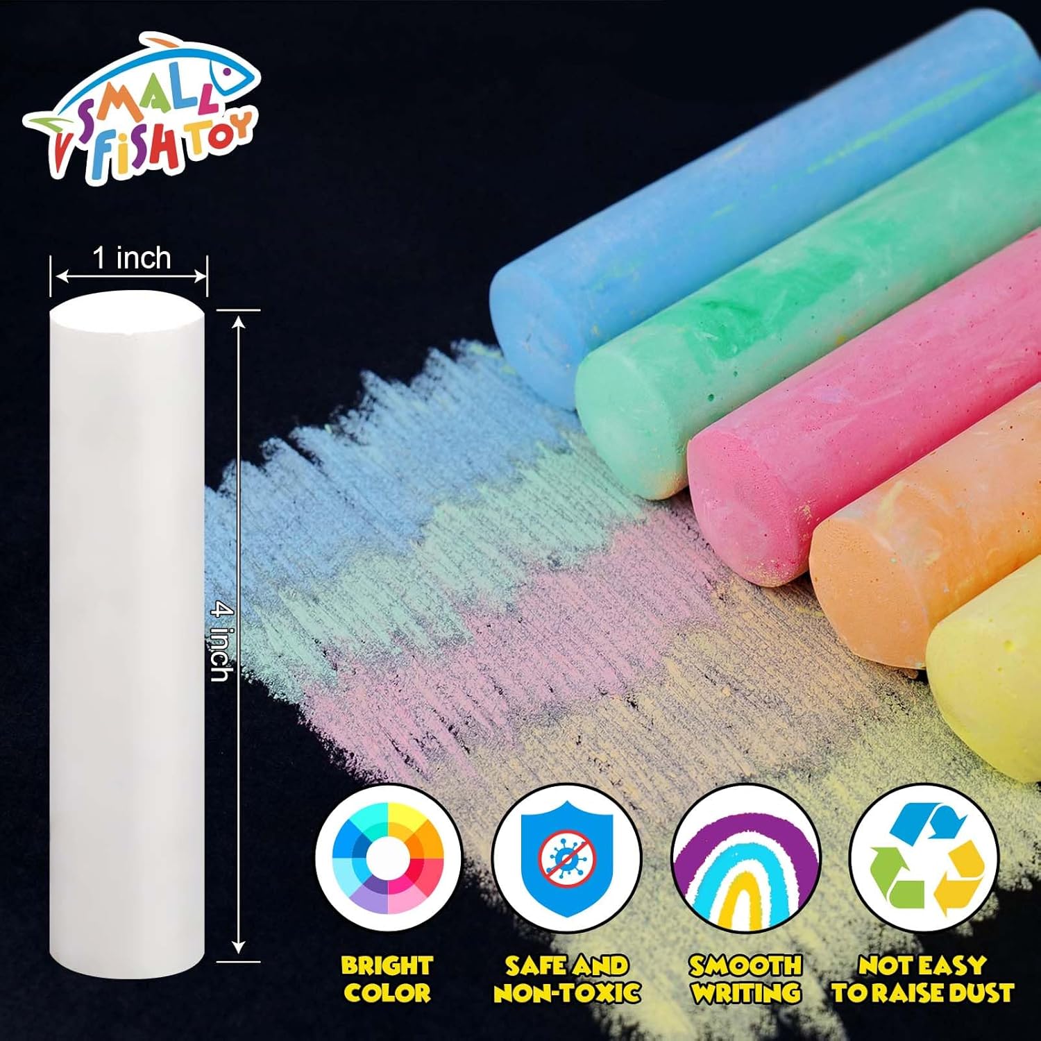 Thumbnail 1 de 240-Pack Washable Sidewalk Chalk, 24-Color Jumbo Non-Toxic Chalk Sticks (Dustless) for Kids