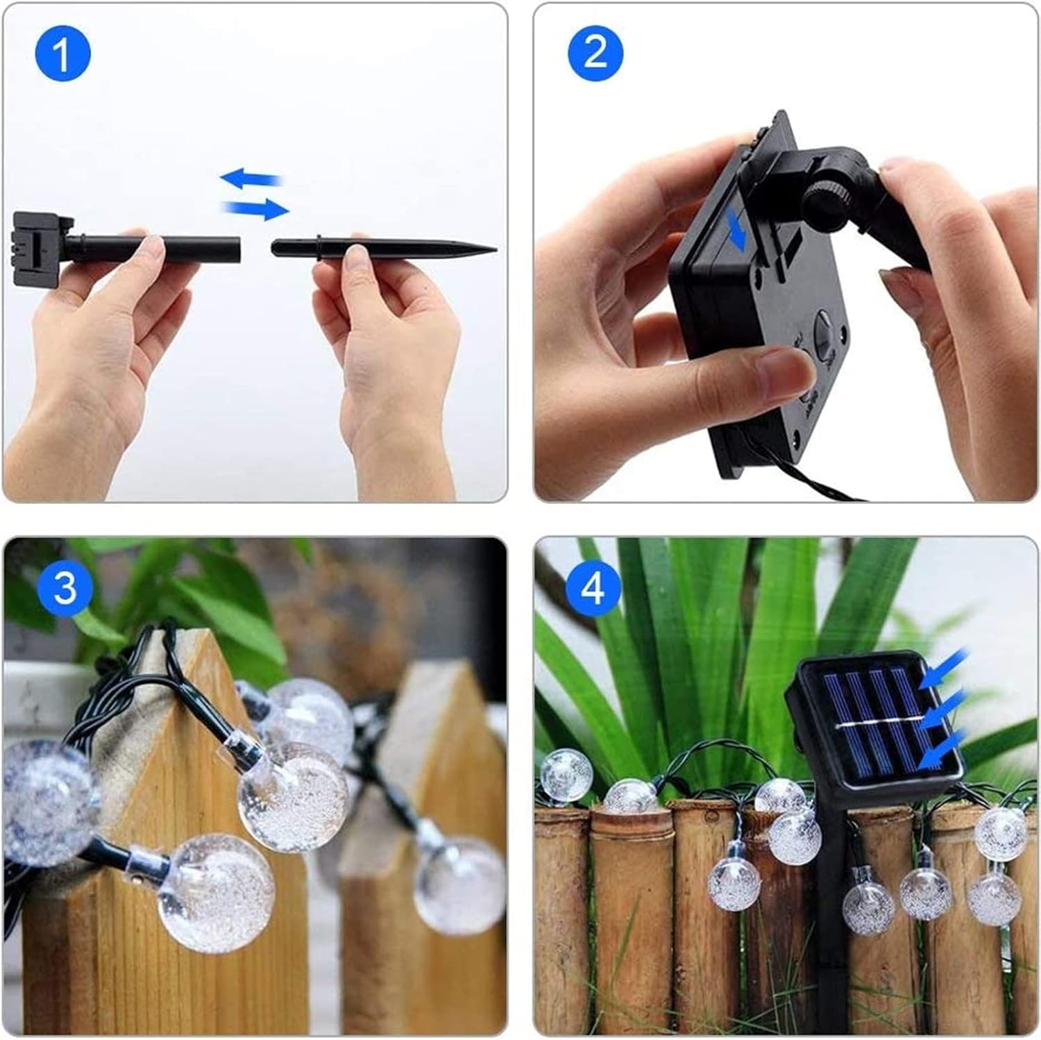 Thumbnail 6 de Moxled Solar Garden Lights Outdoor: 56ft 100 LED Crystal Ball String Lights (White)