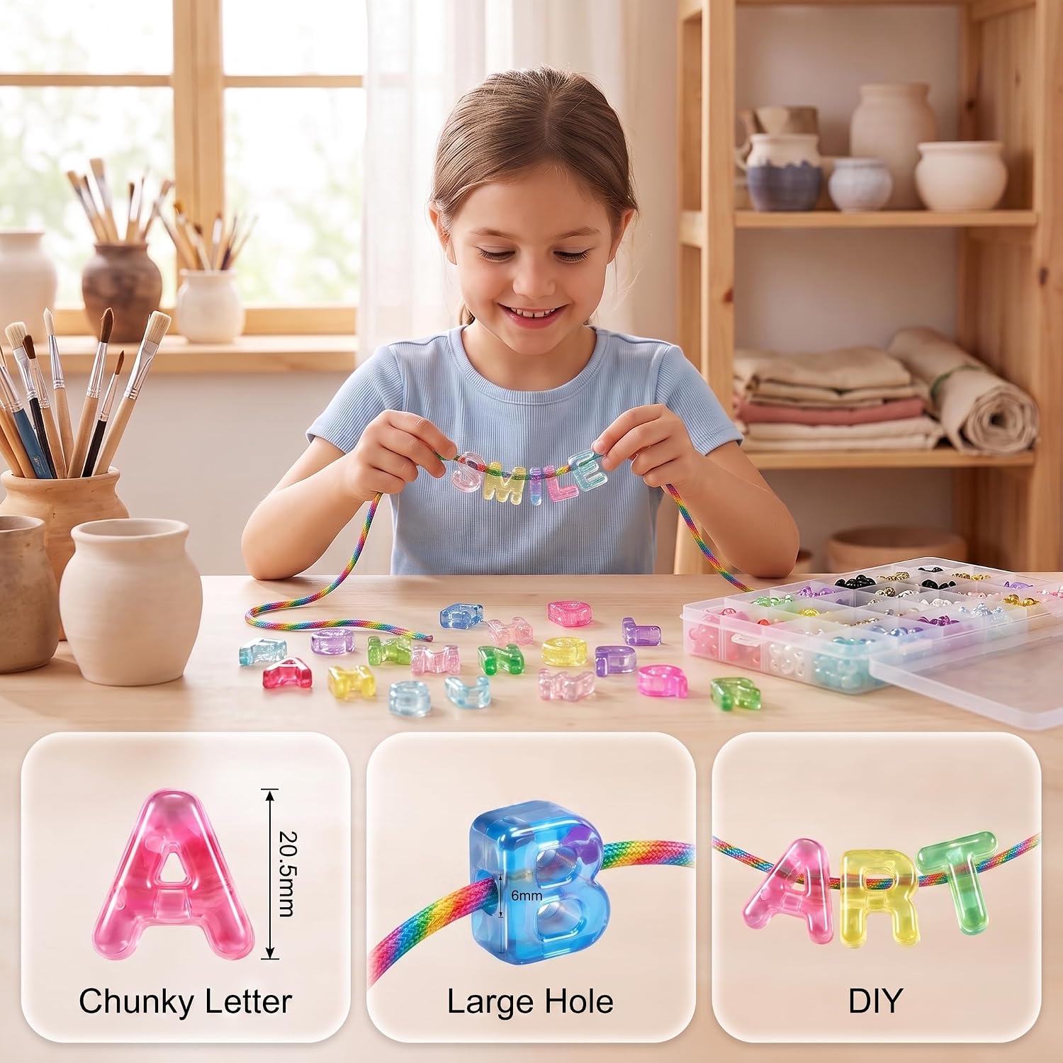 Thumbnail 1 de Leovqn Acrylic Alphabet Beads, Full A–Z Set