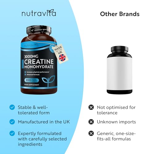 Thumbnail 7 de Nutravita Creatine Monohydrate Tablets 3000mg – 300 Vegan Tablets