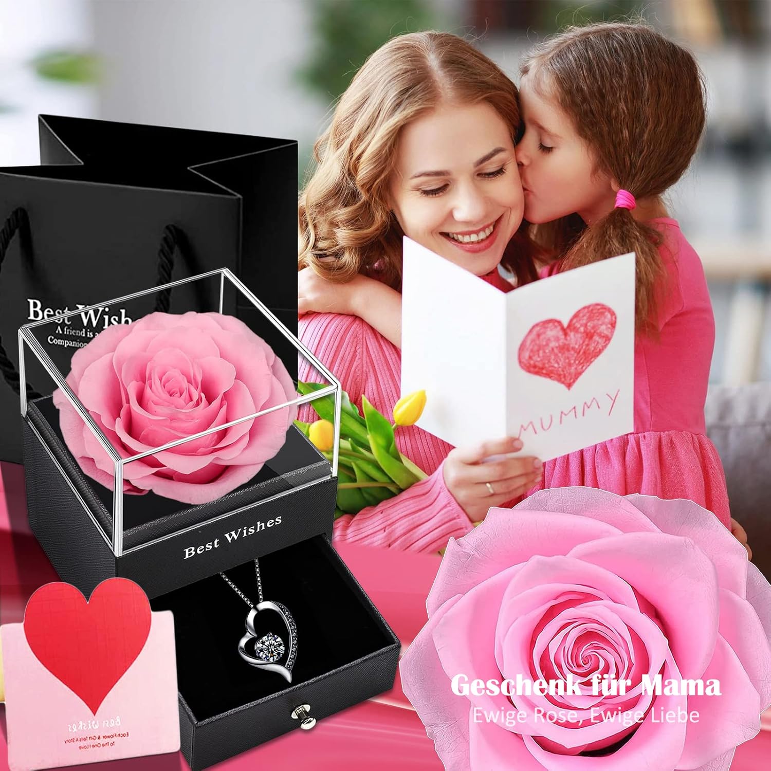 Thumbnail 1 de SWEETIME Ewige Rose Infinity Rosen mit Kette 3–3,14