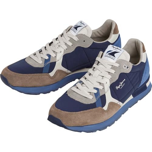 Detalle de Pepe Jeans Brit Prints M Tenis retro marrón nogal 6 UK