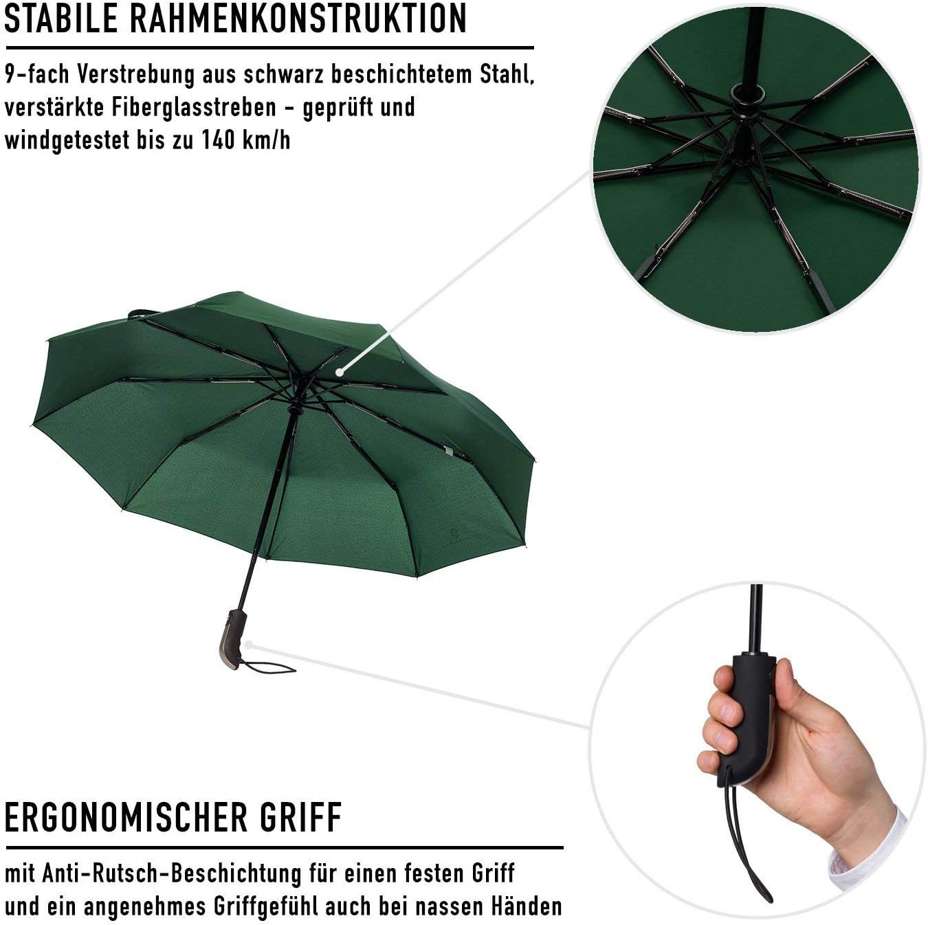 Thumbnail 4 de VON HEESEN Regenschirm 140 km/h sturmfest