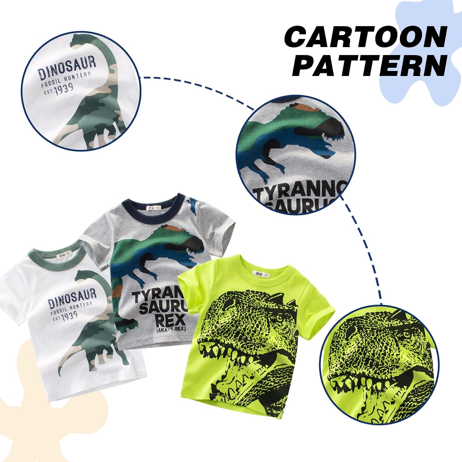 Detalle de Kinder Jungen T-Shirt Kurzarm Cartoon Bagger im 3er-Pack (Baumwolle), 2–7 Jahre