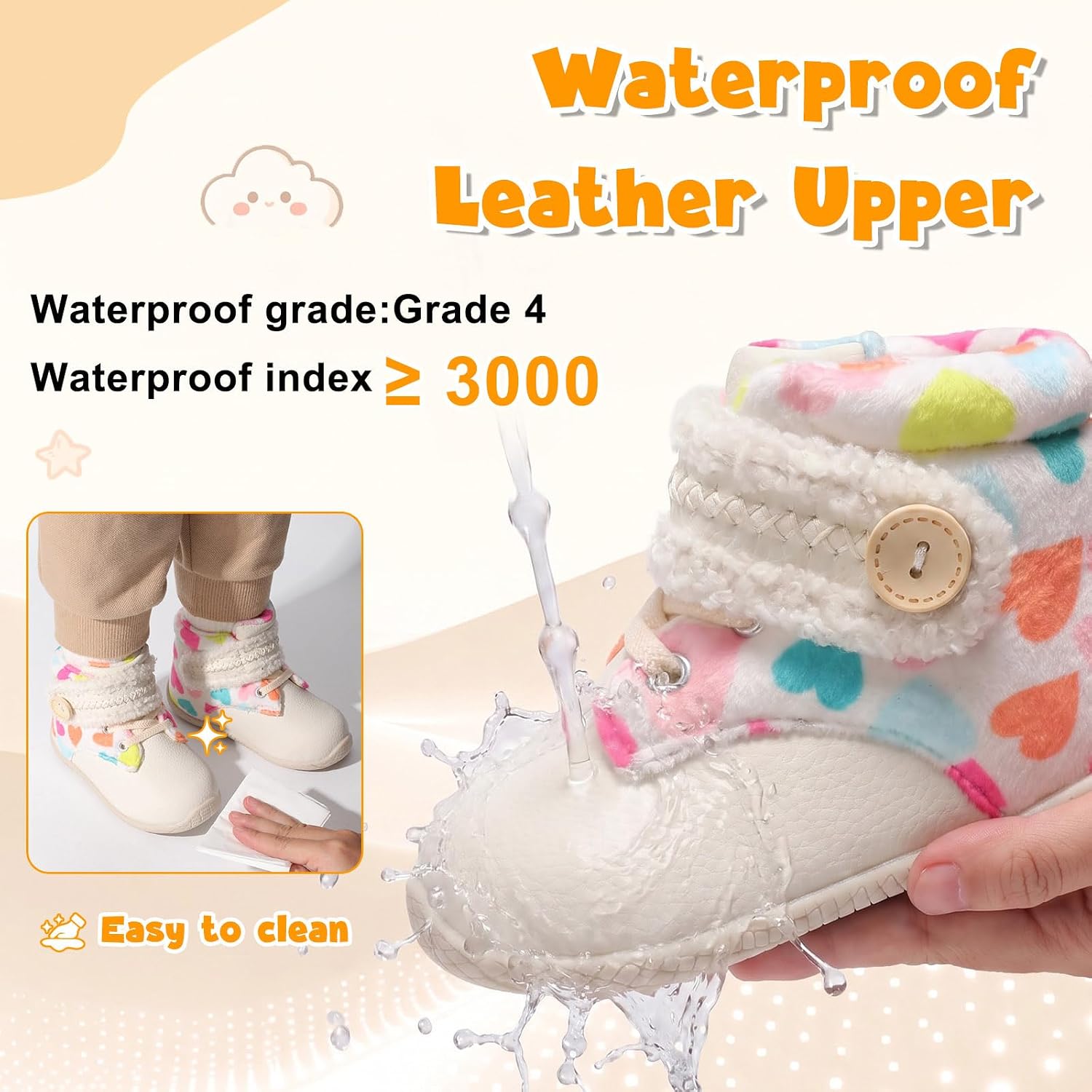 Detalle de FEETCITY Baby Winter Booties with Fleece Lining