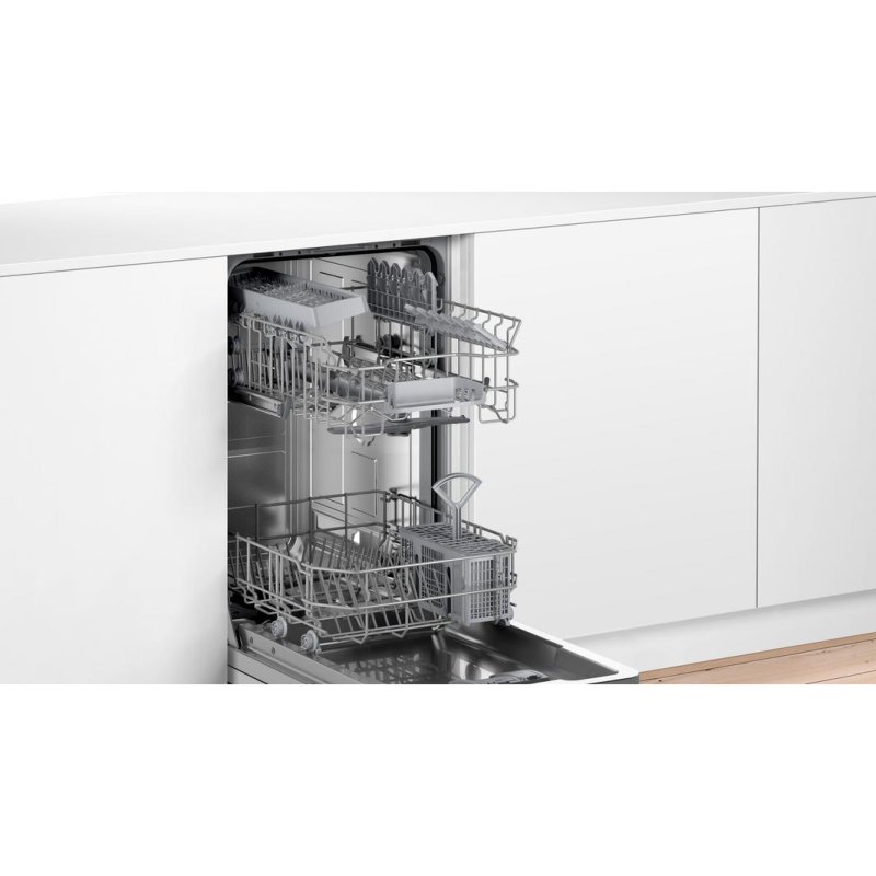 Detalle de Bosch Serie 2 SPV2IKX10E: lavavajillas compacto de 45 cm para 9 servicios con Wi‑Fi y Home Connect
