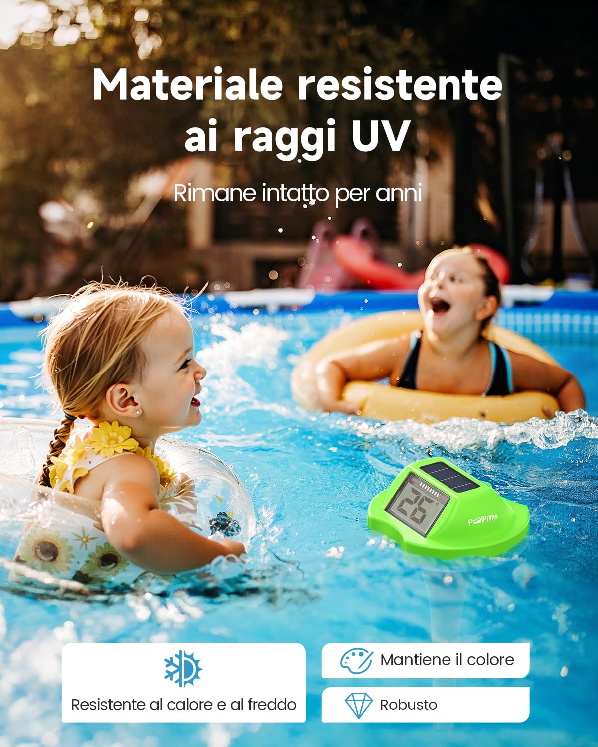 Thumbnail 6 de PoolPrime Termometro Piscina a Doppio Schermo con Pannello Solare – Verde, IPX7