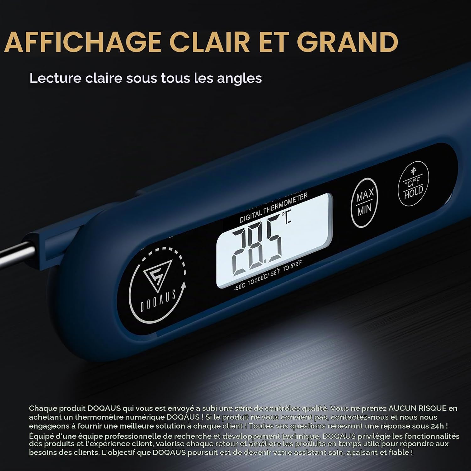 Detalle 2 de DOQAUS CP6 keukenthermometer met opvouwbare sonde en verlicht lcd-scherm