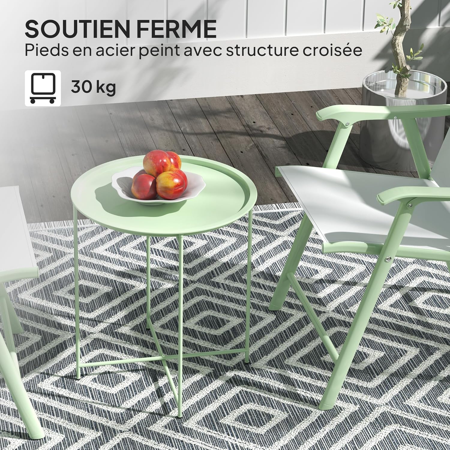 Thumbnail 4 de Outsunny Petite Table Basse Ronde d’extérieur : table d’appoint avec plateau amovible