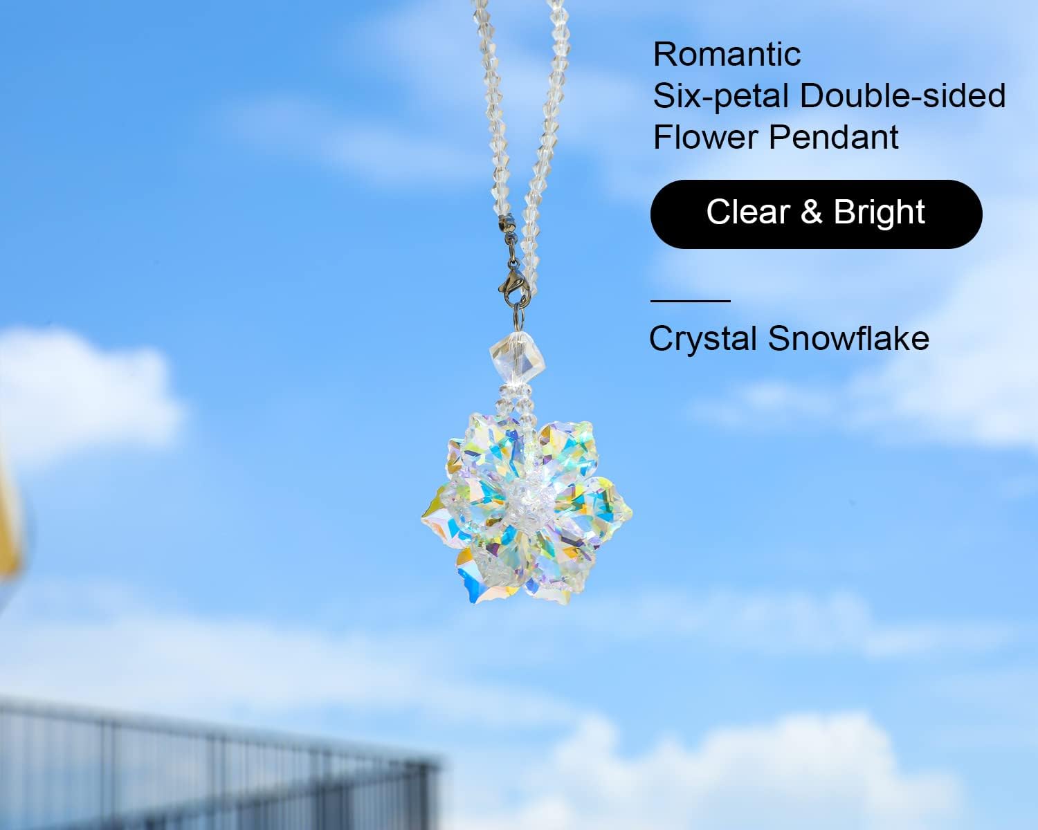 Detalle 2 de H&D HYALINE & DORA Crystal Snowflake Suncatcher window hanging ornament for car mirrors