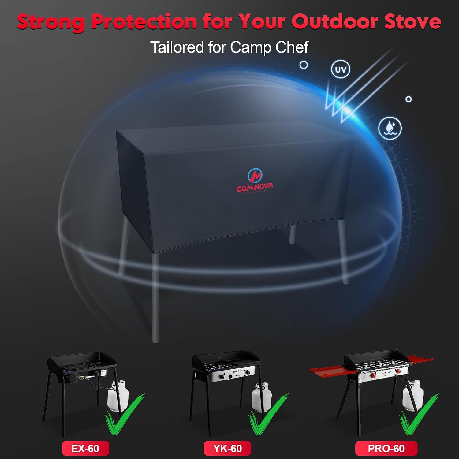Detalle 2 de M COMNOVA OUTDOORS COGC-CCF-2BR-BLK 2-Burner Stove Cover, 600D Waterproof