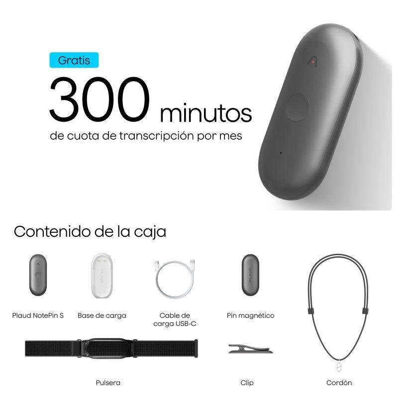 Detalle de Plaud NotePin S IA 64GB: grabadora de voz multModal con transcripción en 112 idiomas