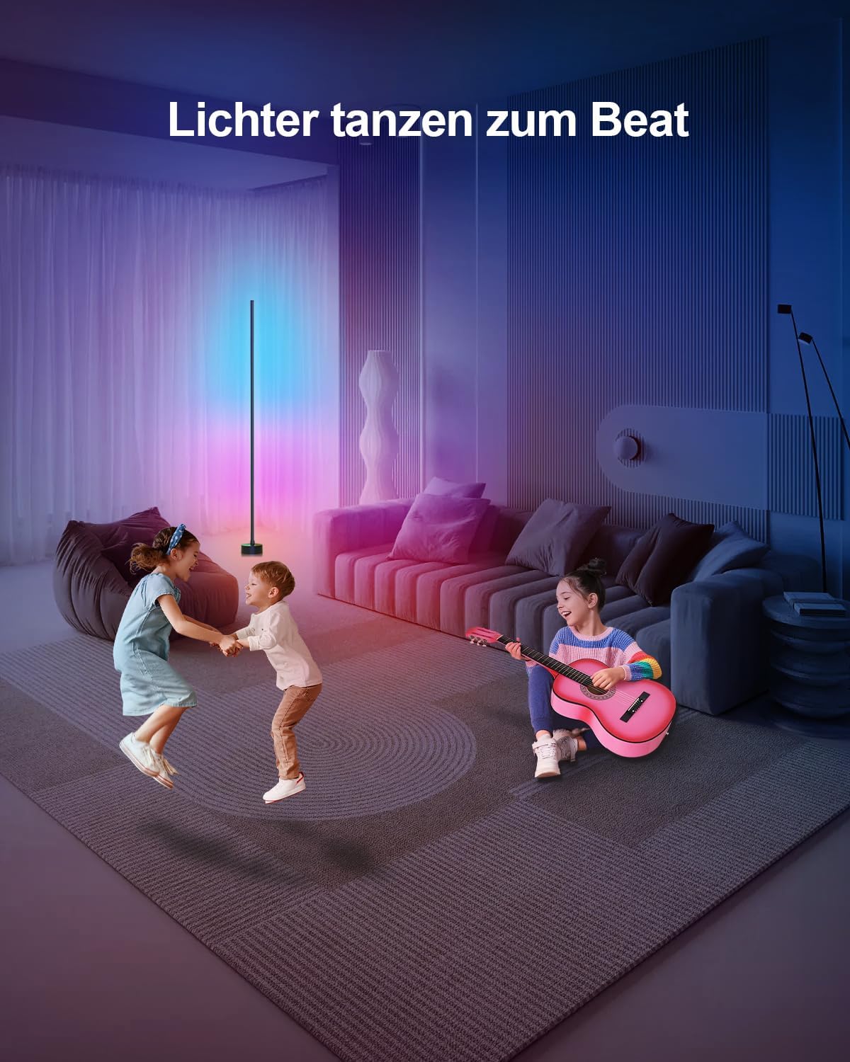 Detalle 1 de Miortior LED Stehlampe RGB, 16 Mio Farben
