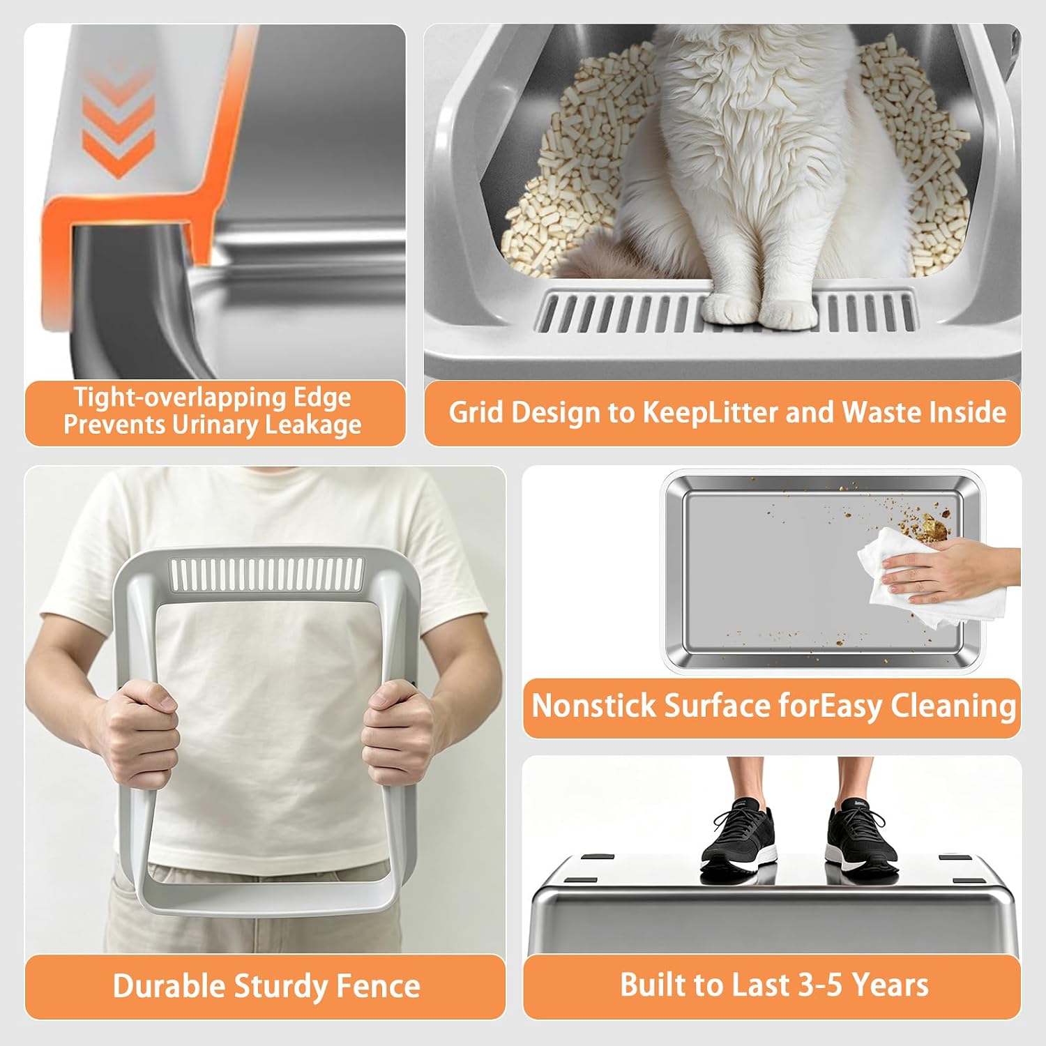 Thumbnail 4 de Camvivid Cam-US-OTCLBox-abs-2-1 Stainless Steel Cat Litter Box with Lid