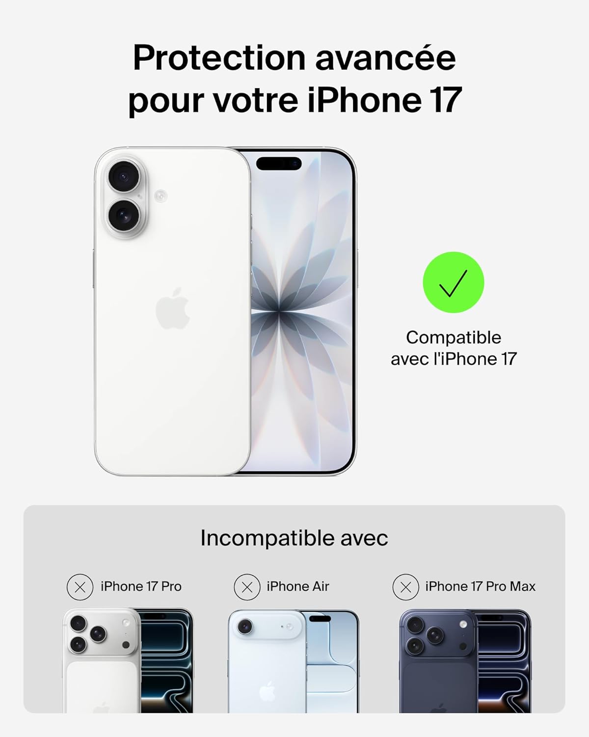 Thumbnail 1 de Belkin SheerForce Grip Coque iPhone 17 — protection légère, grip antidérapant et MagSafe
