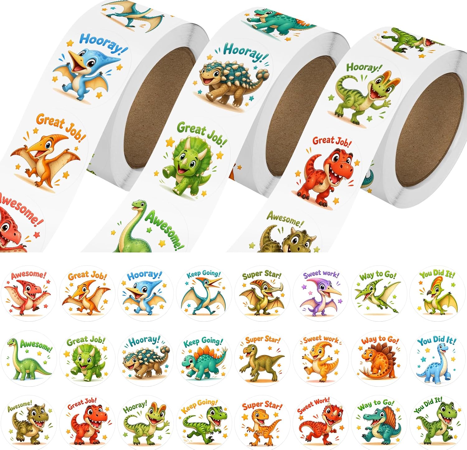 Detalle de Dinosaur Stickers for Kids, 1-Inch