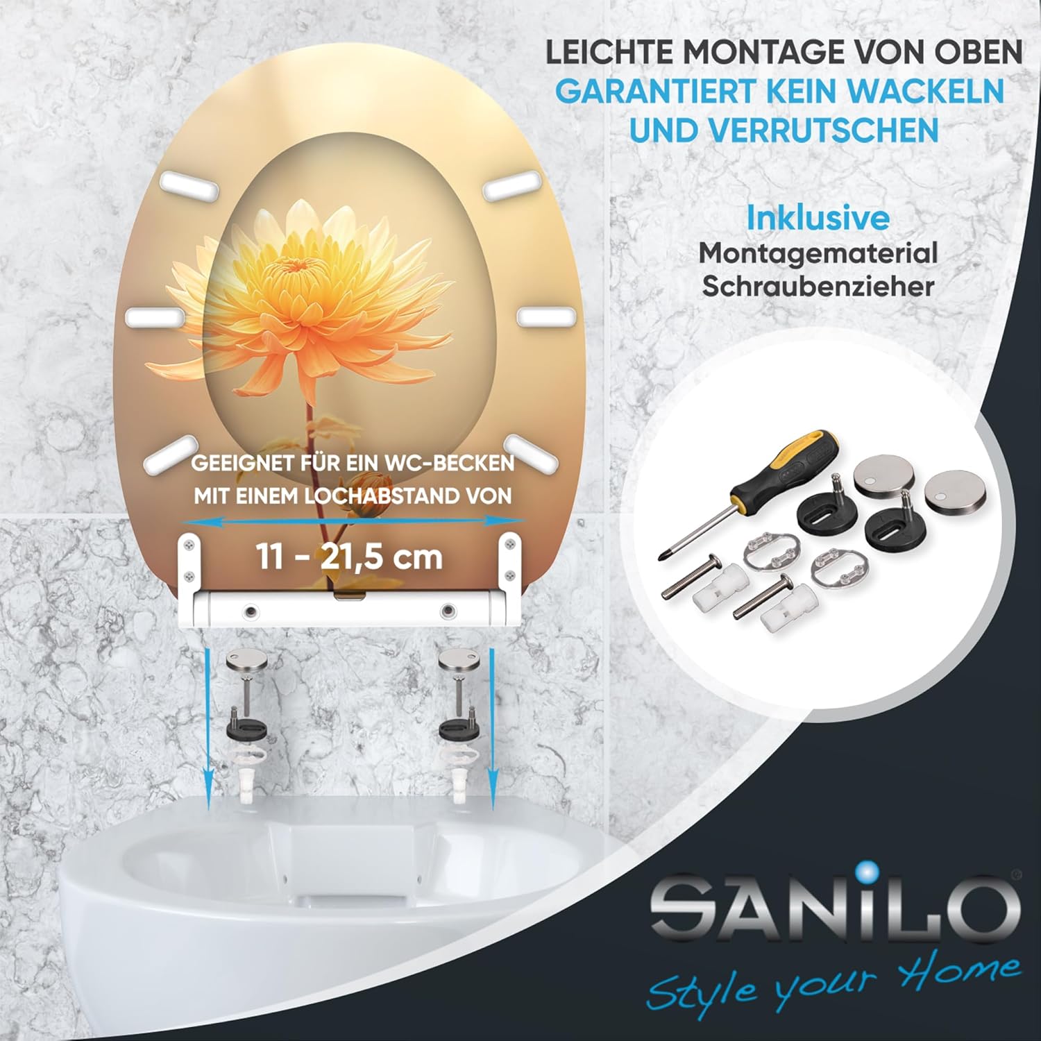 Thumbnail 5 de Sanilo WC Sitz mit Absenkautomatik & Schnellverschluss – Toilettendeckel zum Abnehmen per Knopfdruck