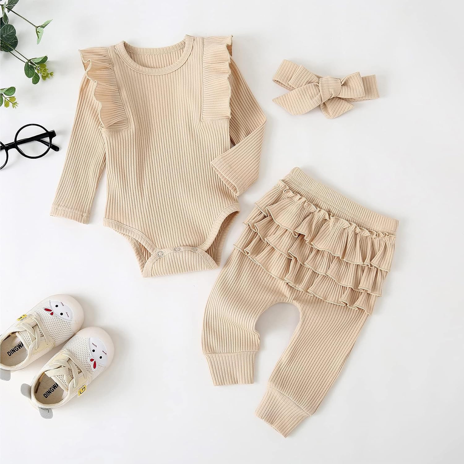 Detalle 2 de Fullfamous 3pc Baby Girl Romper Set 0-18M 👶