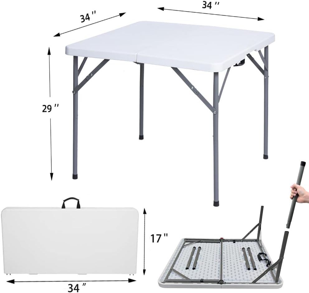 Detalle de Lakhow LA-86L 34-Inch Square Folding Card Table with HDPE Top