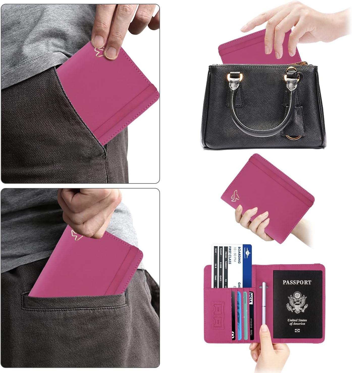 Thumbnail 6 de WALNEW Passport Holder: PU Leather RFID Travel Passport Cover & Card Holder
