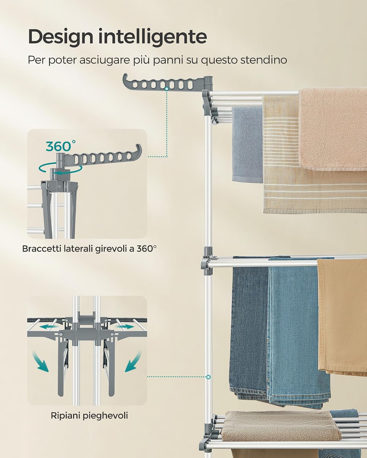 Detalle 1 de SONGMICS LLR701W01 stendibiancheria 35 kg
