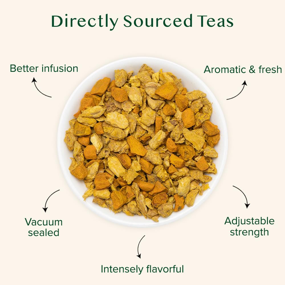 Detalle 2 de VAHDAM Kurkuma Ingwer Kräutertee Tisane (100 g) – lose Mischung ohne Koffein