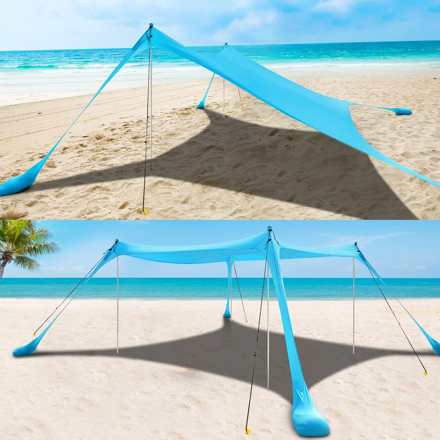 Thumbnail 4 de COMMOUDS Beach Tent Sun Shelter (UPF50+) 12x12ft Pop-Up Canopy with Sandbags, Shovel, and Windproof Poles