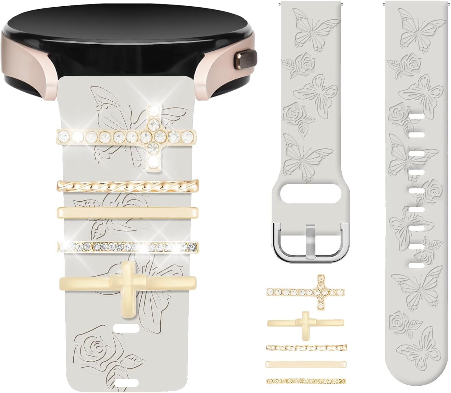 Thumbnail 6 de Vozehui Engraved Strap for Samsung Galaxy Watch Series (40mm/44mm) – Flower Design Soft Silicone 20mm