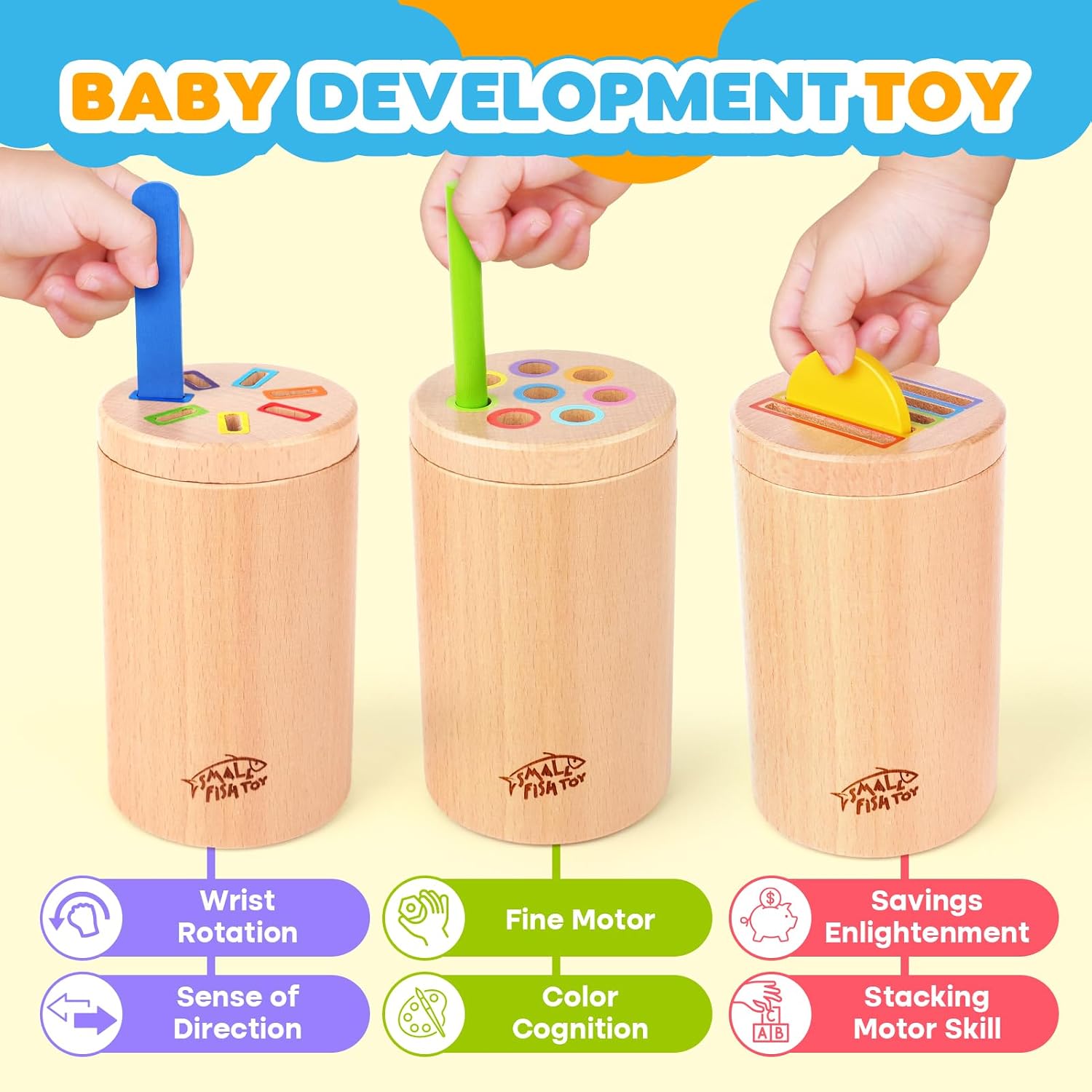 Detalle 2 de Montessori Wooden 3-in-1 Toy 1-3