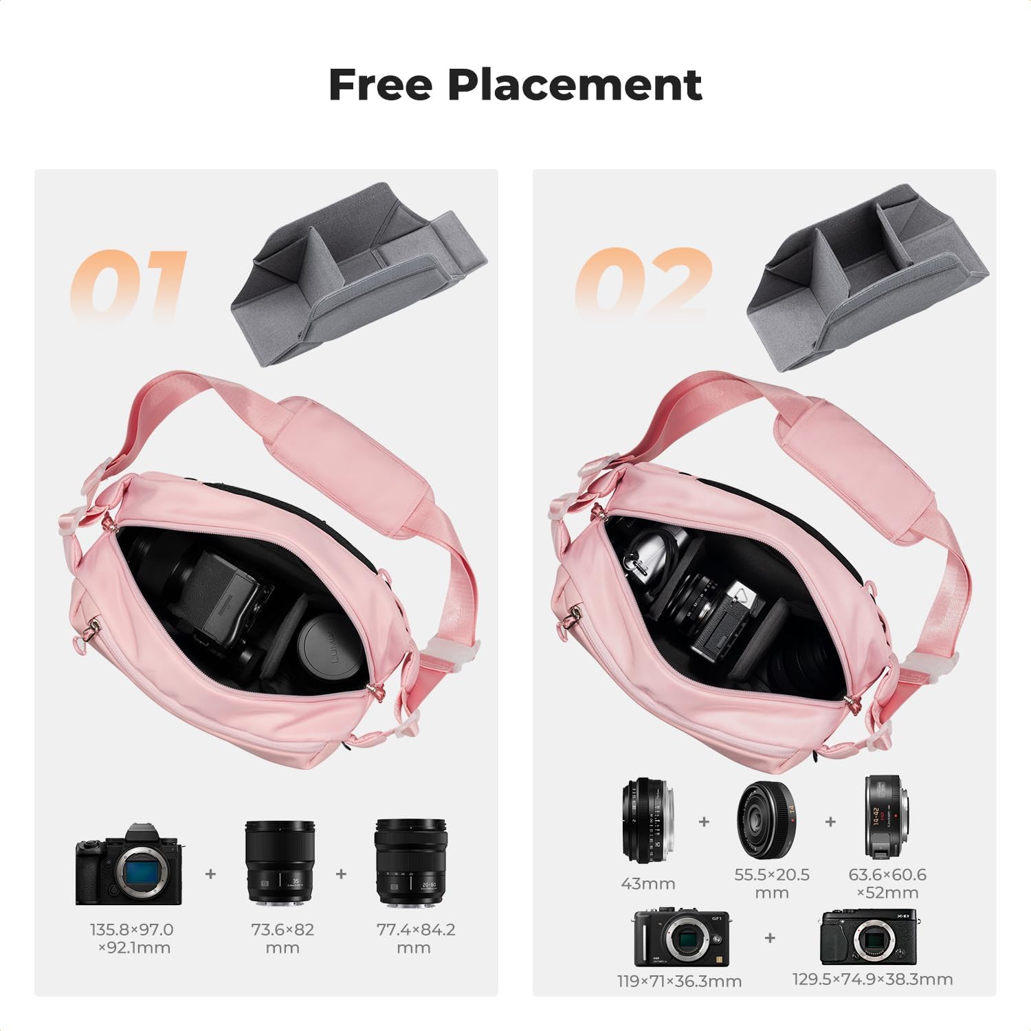 Detalle de K&F CONCEPT borsa a tracolla impermeabile per fotocamera (10L) con divisori EPE e accessori
