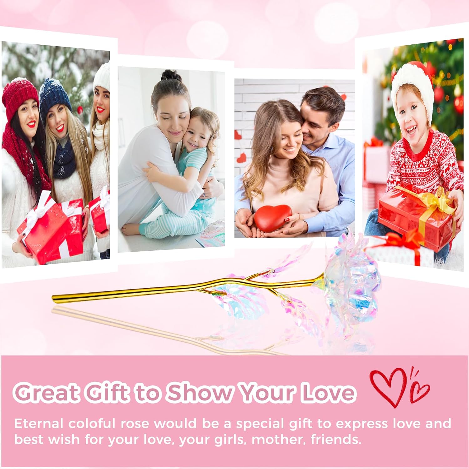 Thumbnail 4 de Ruibinlee Rose Éternelle Galaxy Or avec Vase – Cadeau pour la Fête des Mères et les occasions spéciales