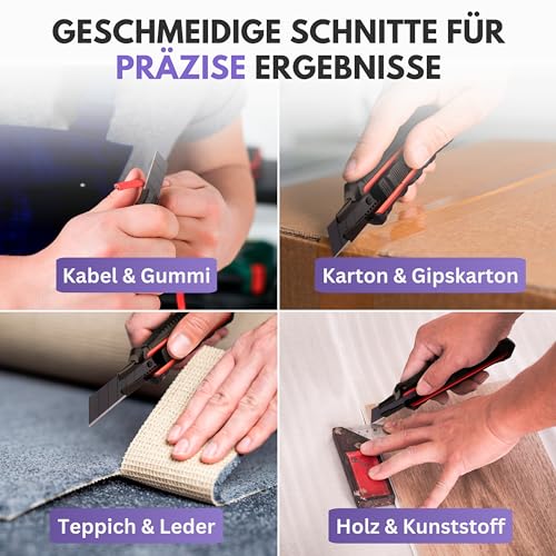 Thumbnail 7 de Filzada® 3x Cuttermesser Profi 18mm Ultrascharf + 13x Carbon Klingen – robust und vielseitig