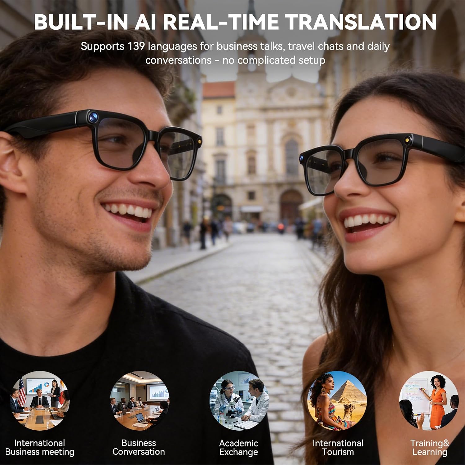Thumbnail 6 de AI Smart Glasses with Camera, 8MP HD Capture, 1080P Video, and Real-Time Translation